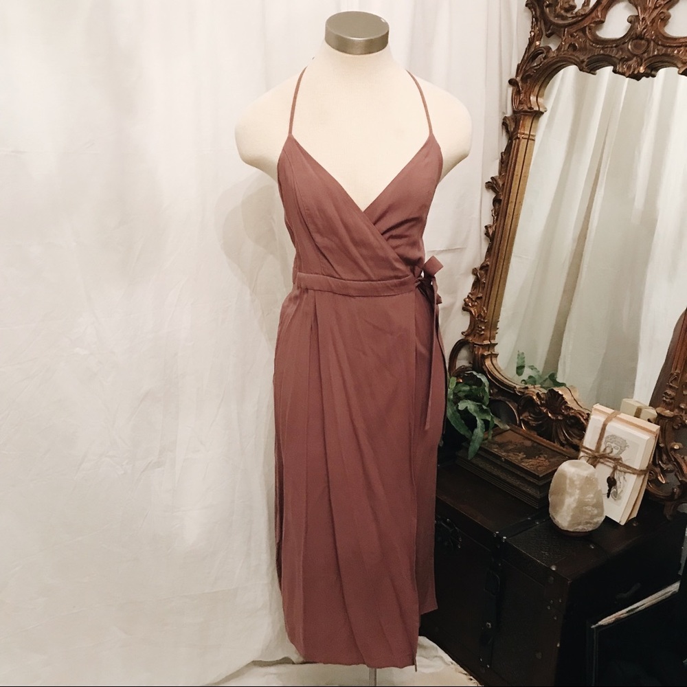 Mauve midi wrap dress small
